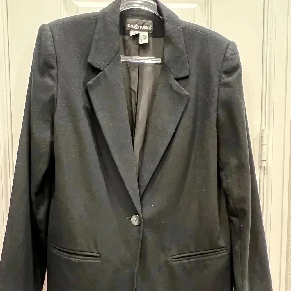 Sag Harbor Black Wool Blazer Size 10